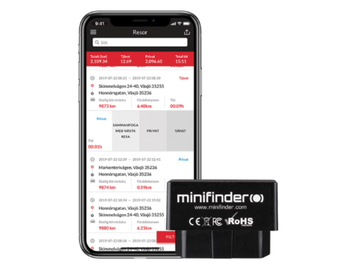 Elektronisk körjournal MiniFinder Zepto GPS tracker app